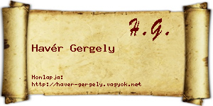 Havér Gergely névjegykártya